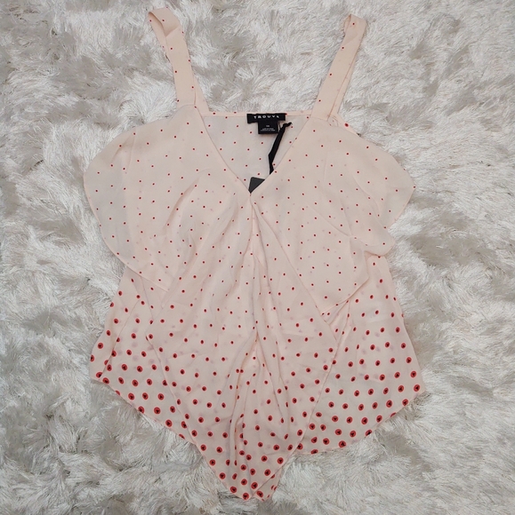 Trouvé pink peony bud dots tank sz xs - Picture 1 of 5